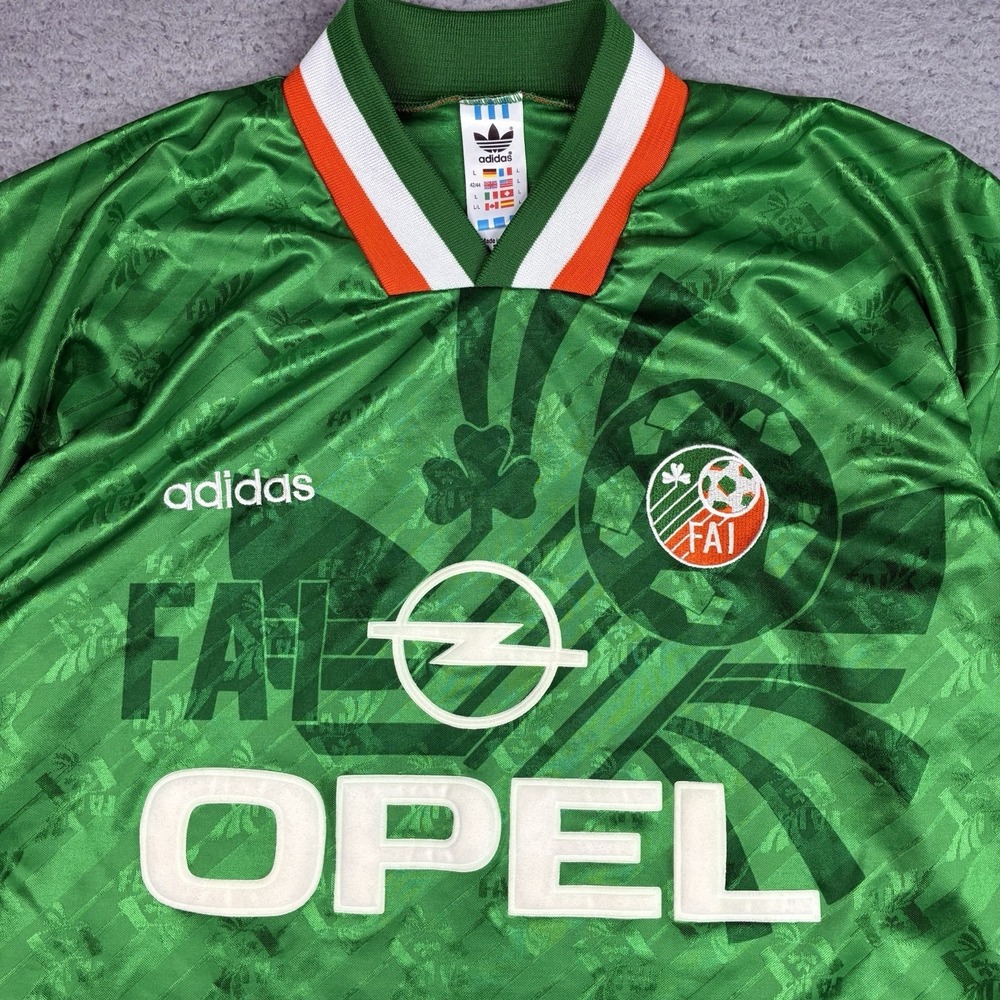 Vintage 1994 Ireland Home Soccer Jersey Men's Large Adidas Football Shirt Green - Picture 2 of 11